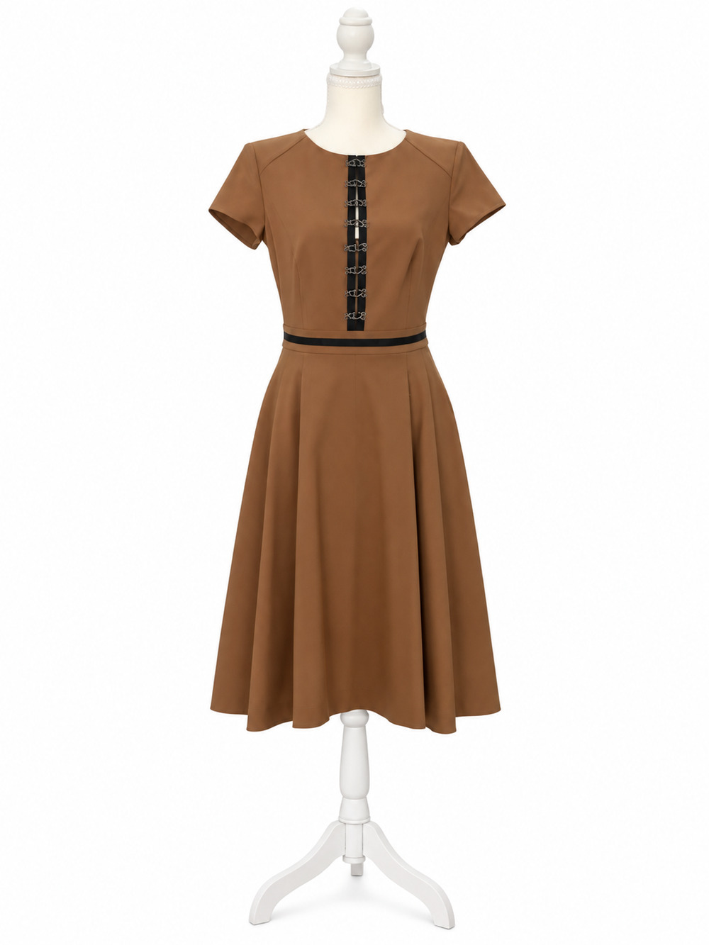 Mackage Collection Brown Open Back Fit & Flare Dress Size 6 Hook Eye Midi